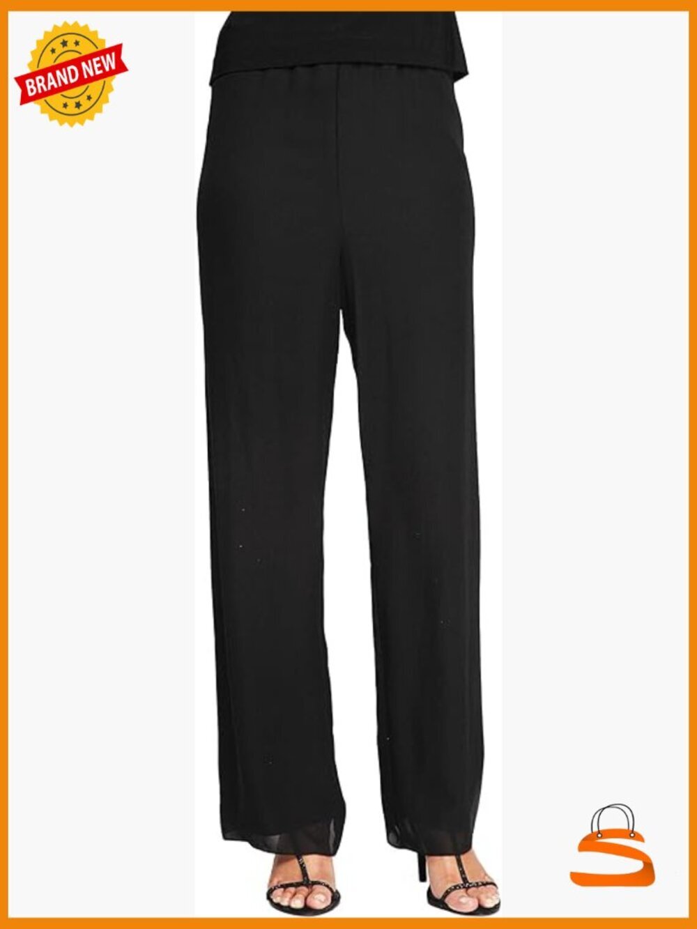 Silky Chiffon Wide Leg Dress Pants with Tulip Hem, High Rise Pull-On